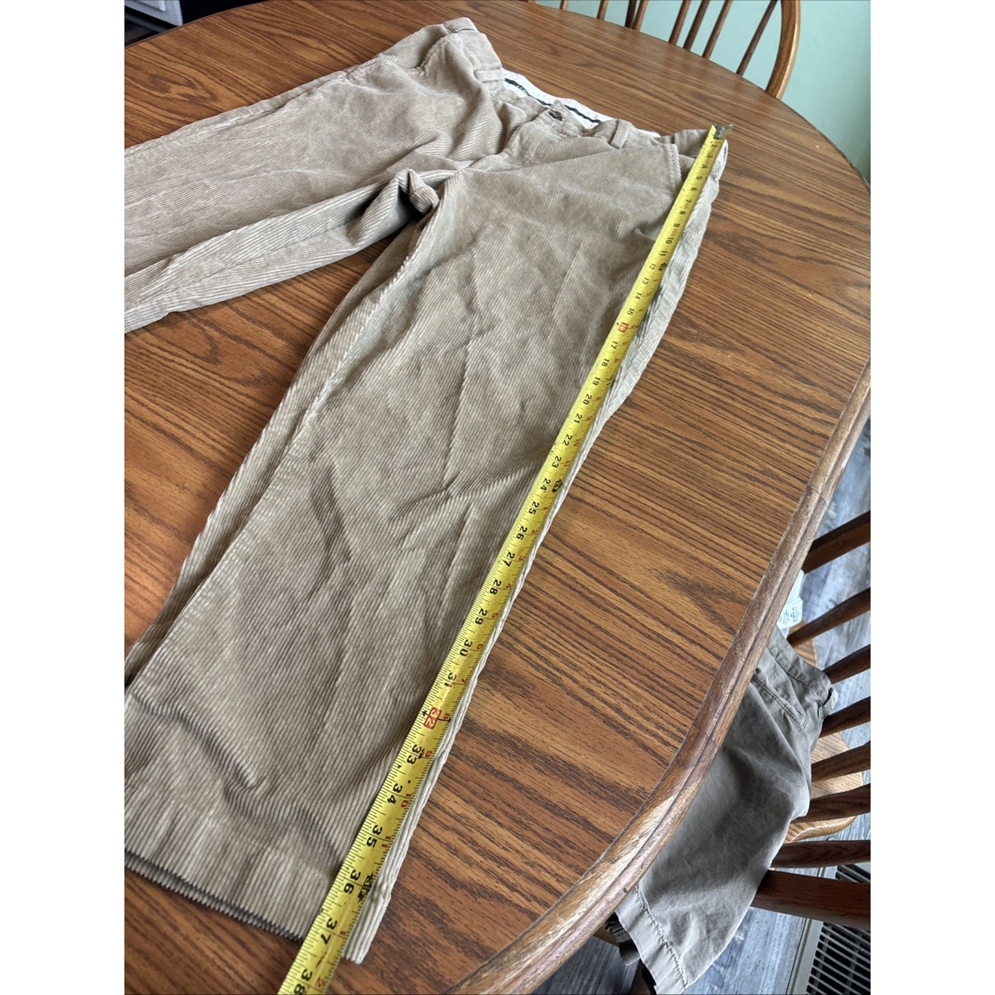 LL Bean Corduroy Flat Front Pants Mens Size 35x29 Comfort Waist Brown Stretch