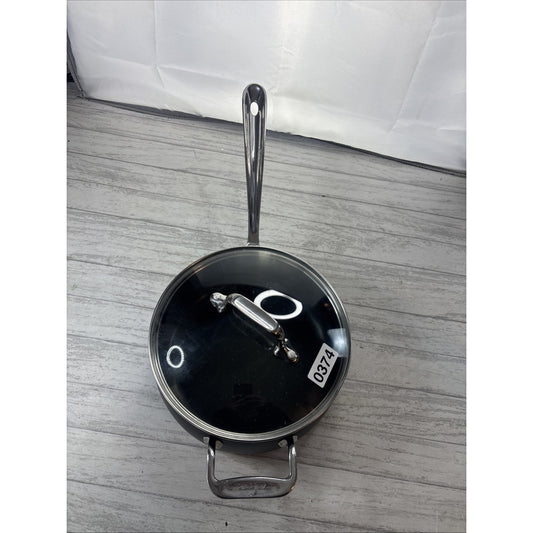 All Clad Black Anodized Steel 3.5 qt Pot Non Stick W/ Glass Lid