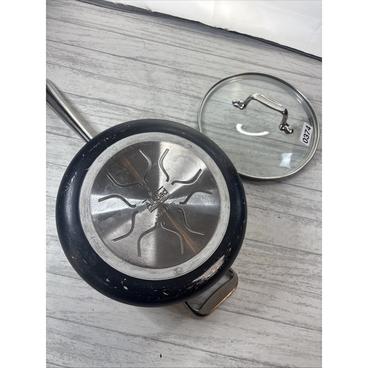 All Clad Black Anodized Steel 3.5 qt Pot Non Stick W/ Glass Lid