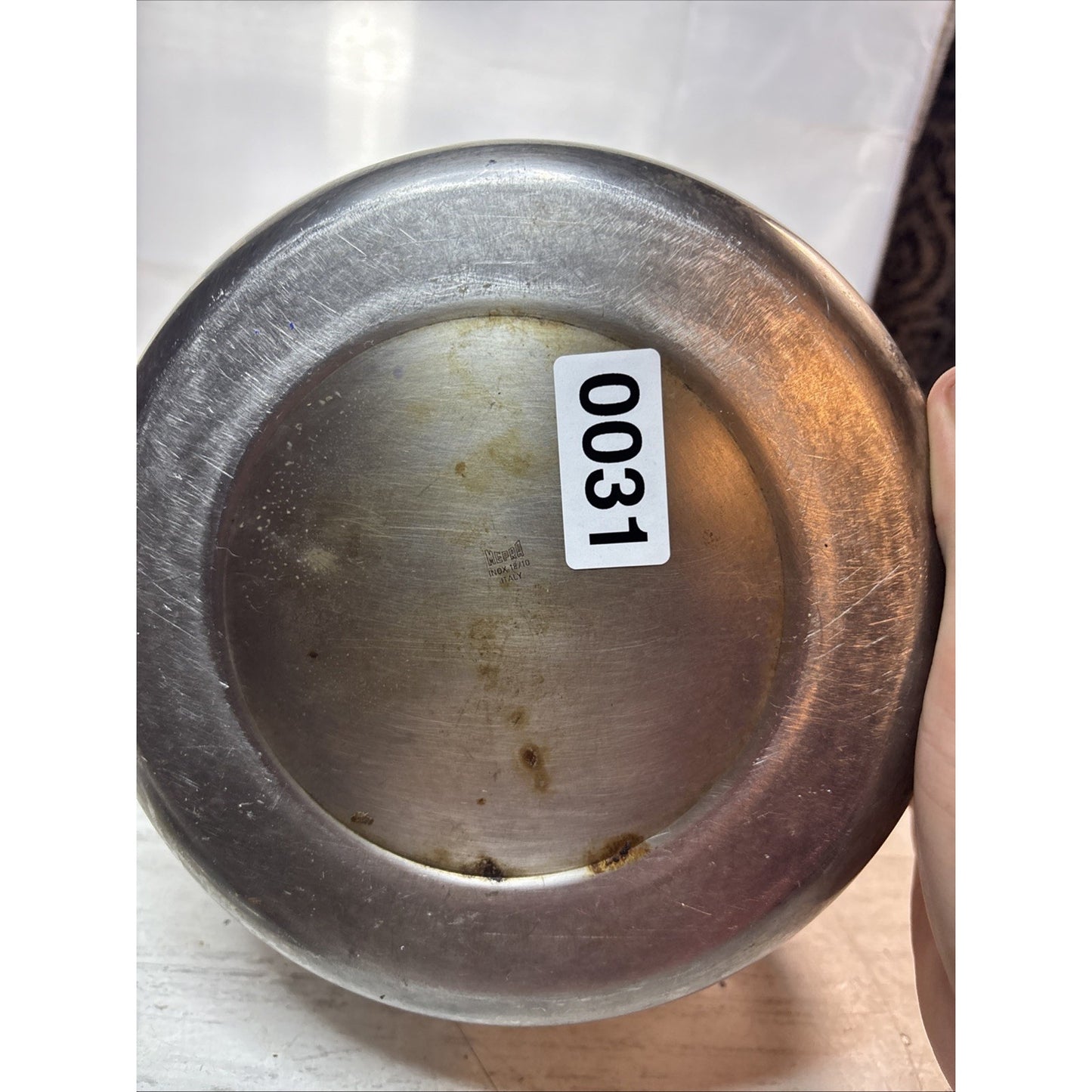 Mepra Whistling Tea Pot Kettle Stainless Steel with Green Handle Made In Italy