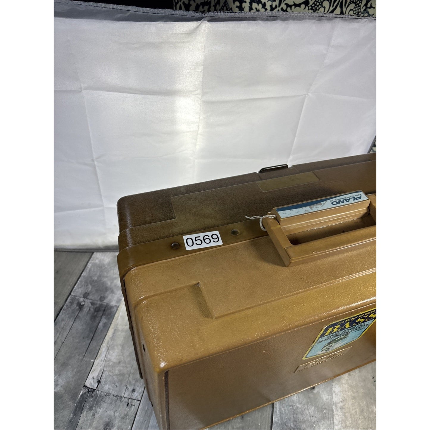 Vintage Plano 7777 Fishing Tackle Box Multi Tray Organizer Olive Tan 70s