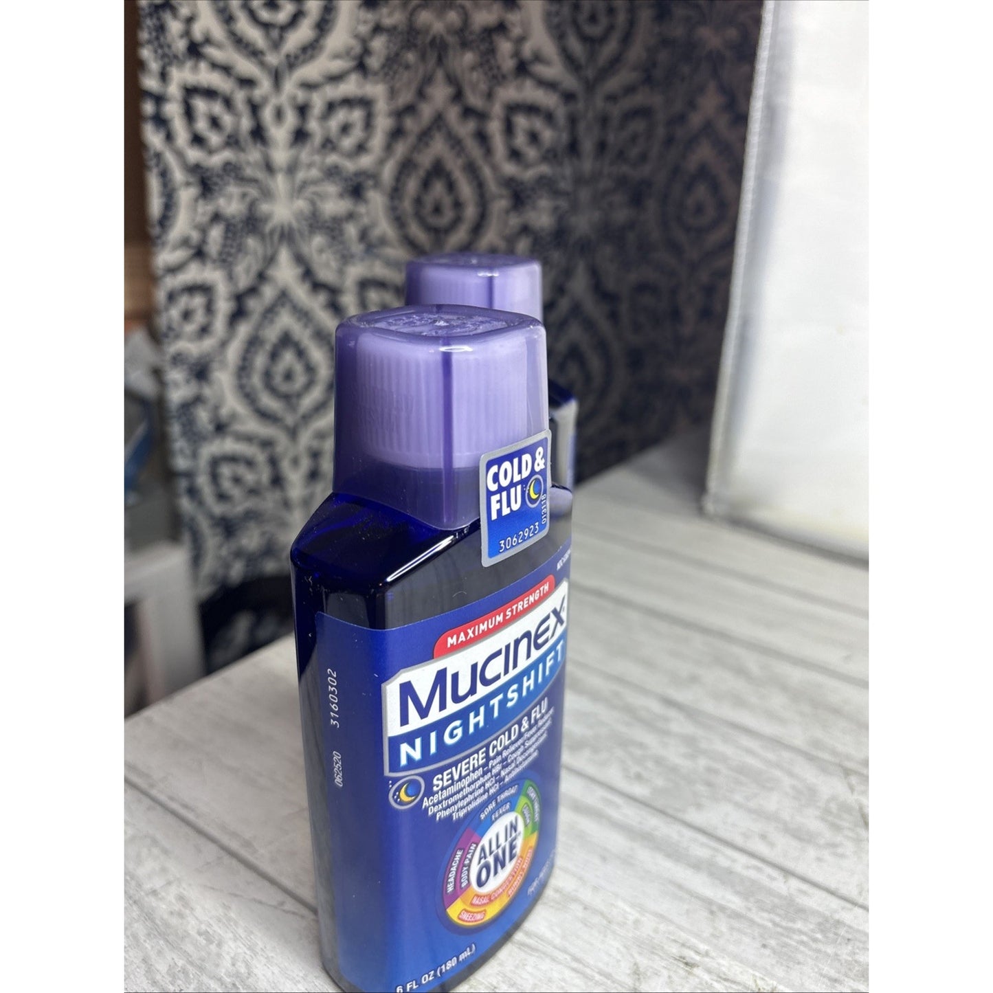 Mucinex Nightshift All In One Severe Cold & FLU 6 oz. Ea. (Lot Of 2) Exp 05/27