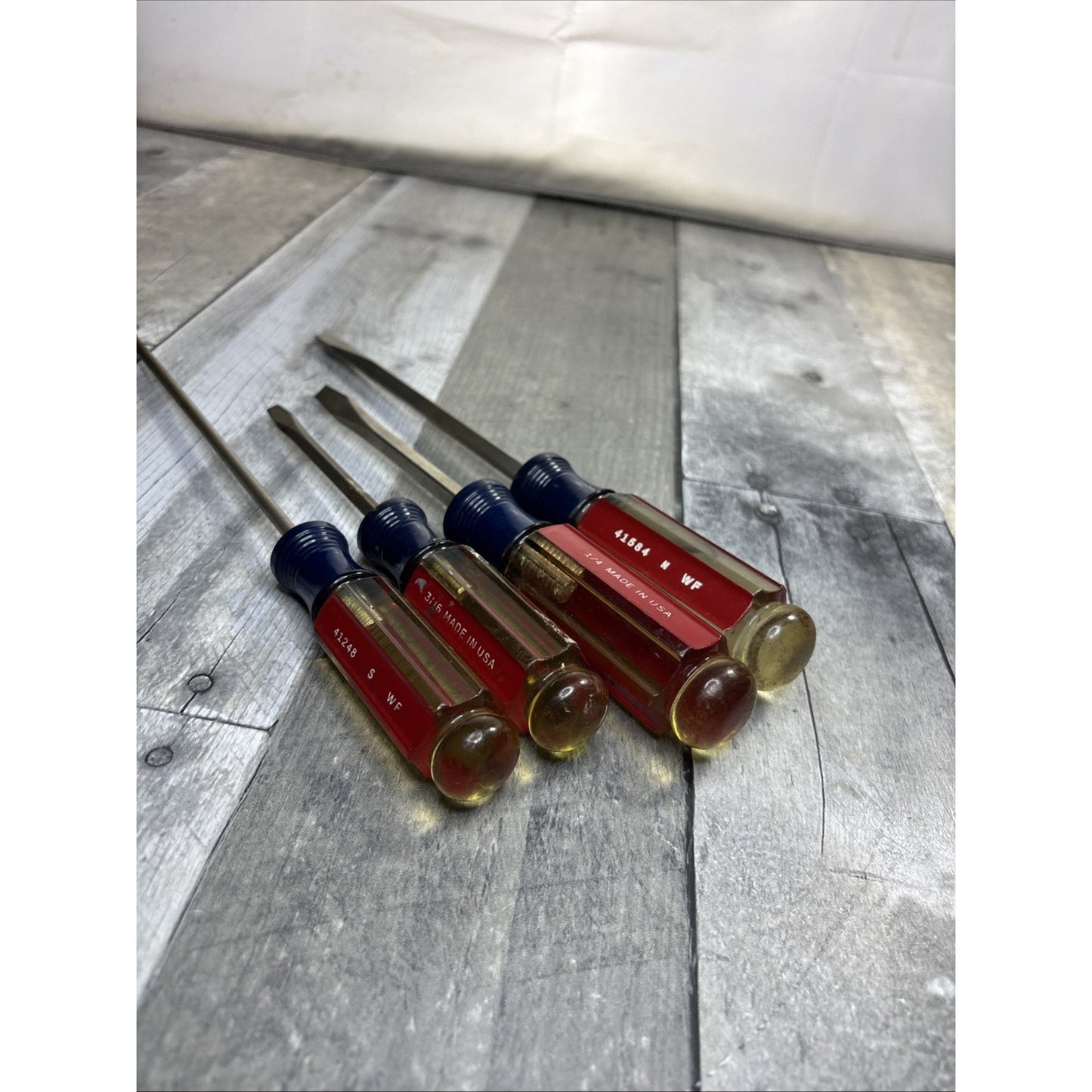 Vtg Craftsman 4pc Slotted Screwdriver Set 3/16 1/4 41581, 41583, 41584, WF - USA