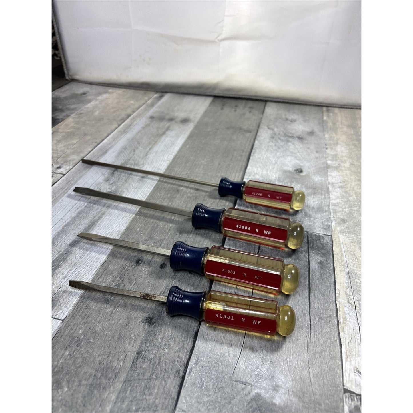 Vtg Craftsman 4pc Slotted Screwdriver Set 3/16 1/4 41581, 41583, 41584, WF - USA