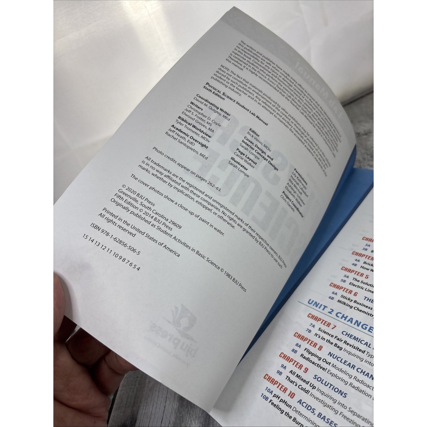 BJU Press Physical Science Student Lab Manual 6th Edition Used