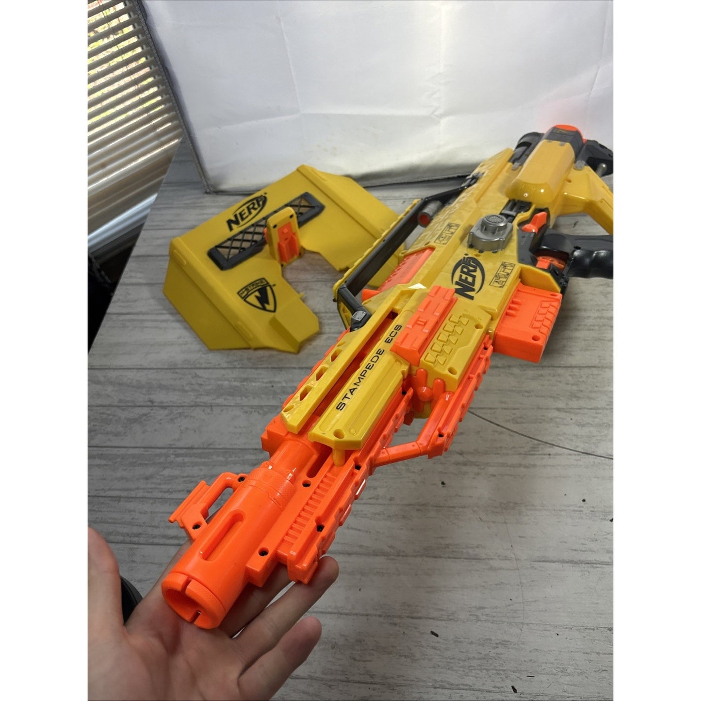 Nerf Stampede ECS N-Strike Battle Blaster Automatic Yellow Works Great
