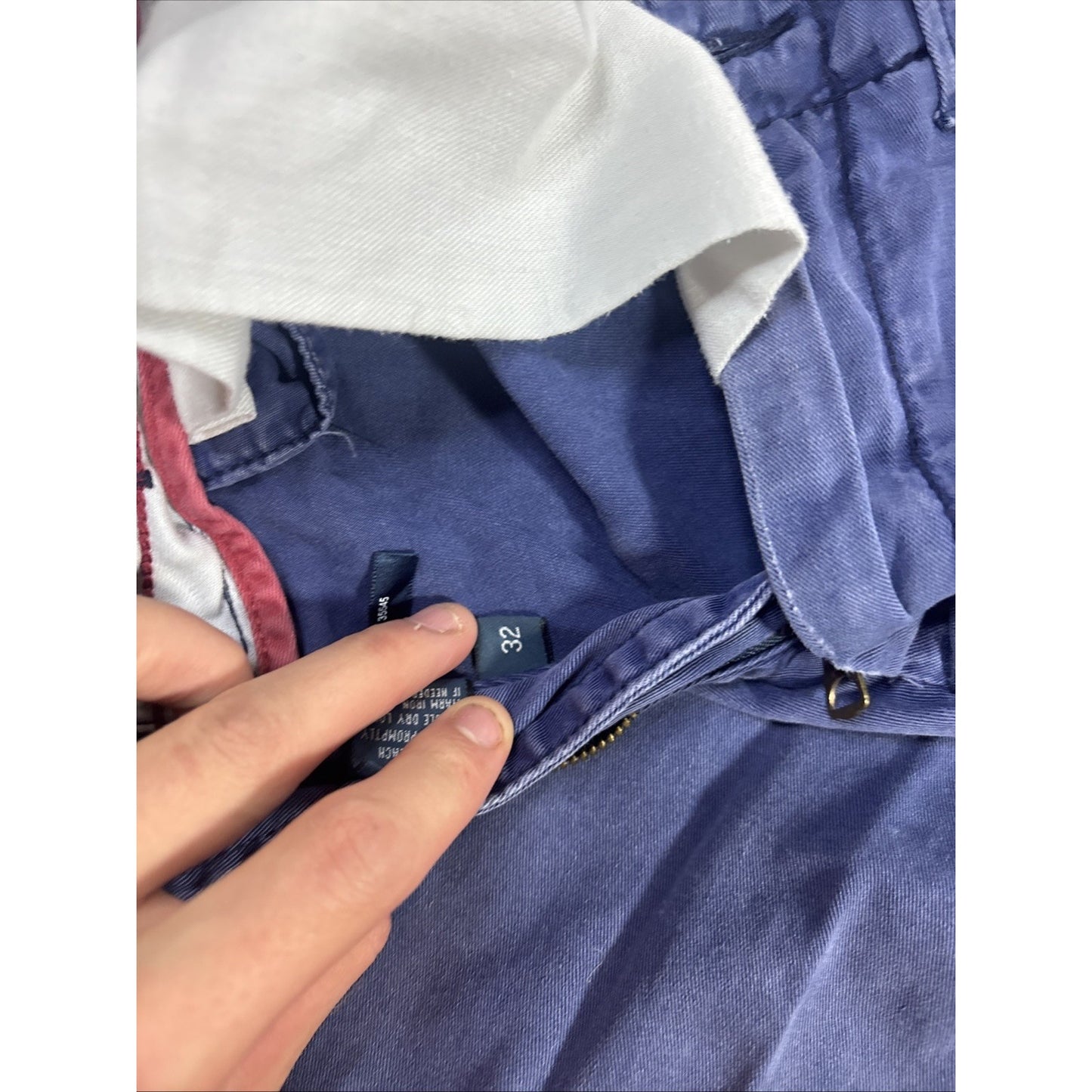 Vintage Polo Ralph Lauren Shorts Mens 32 Blue Chino Cotton Distress Drawstring