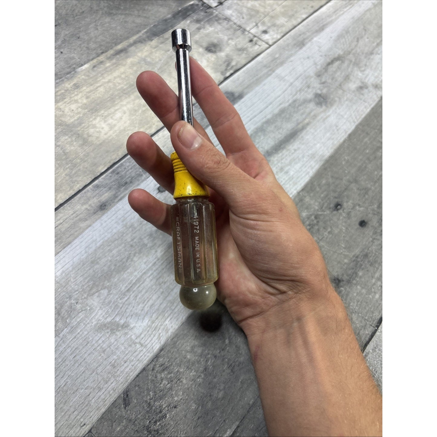 Vintage Craftsman 5/16” Nut Driver -V- No. 41972 Yellow Made in USA