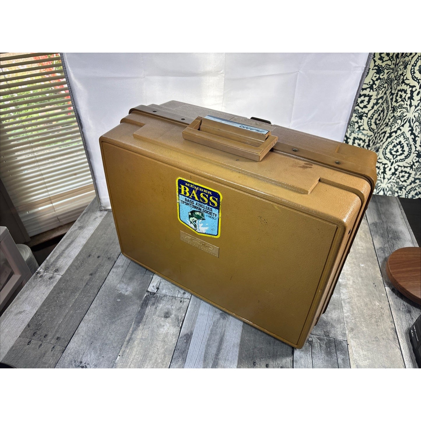 Vintage Plano 7777 Fishing Tackle Box Multi Tray Organizer Olive Tan 70s