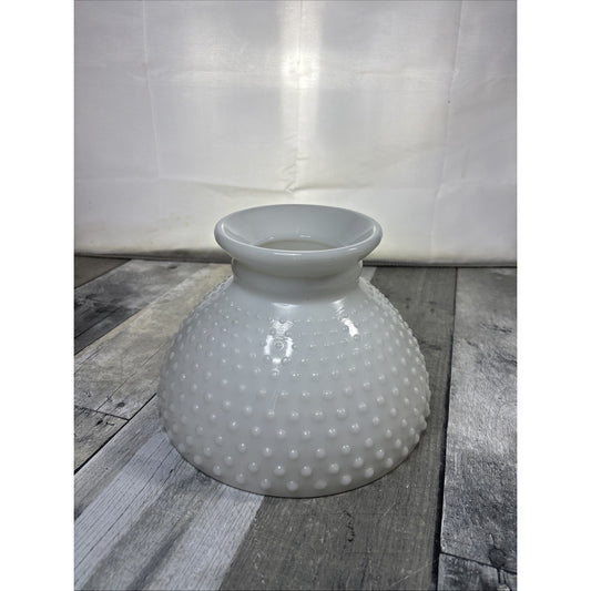 VTG White Milk Glass Hobnail Hurricane Lamp Shade 7-7/8" x 5-1/2" Fitter Salvage