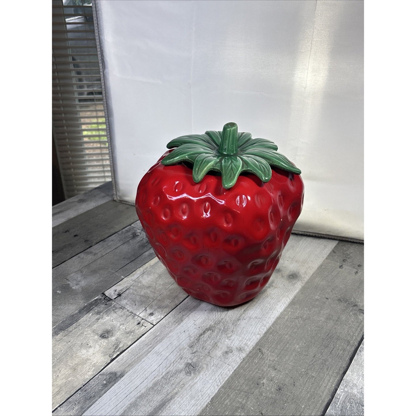 Vintage McCoy Strawberry Ceramic Cookie Jar W/ Lid # 263 USA (FLAWS SEE DESC.)