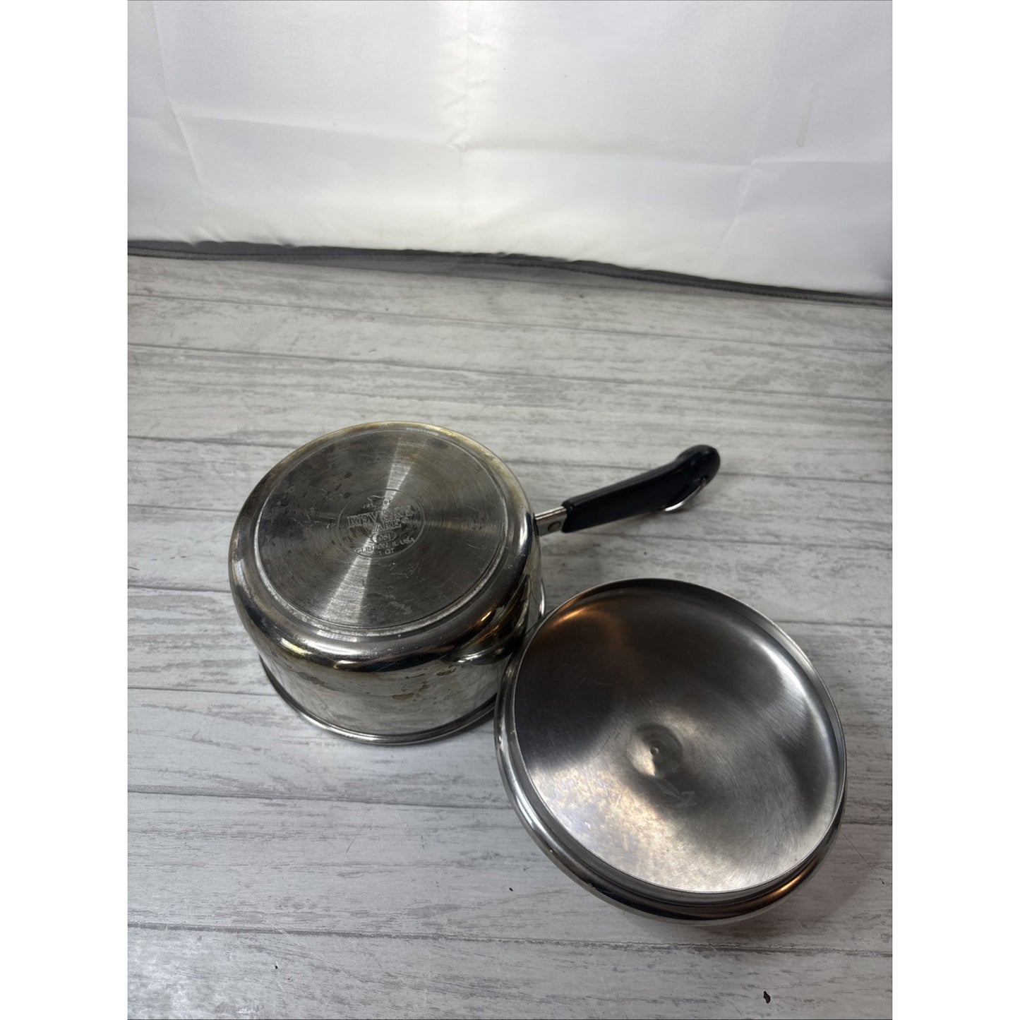 Revere Ware Stainless Tri Ply Disc Clad Bottom 1 QT Saucepan Lid Clinton IL USA