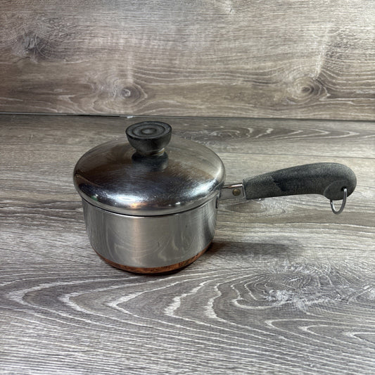 Revere Ware 1 qt 1801 Copper Bottom Pot Saucepan with Lid 95 J Made In USA