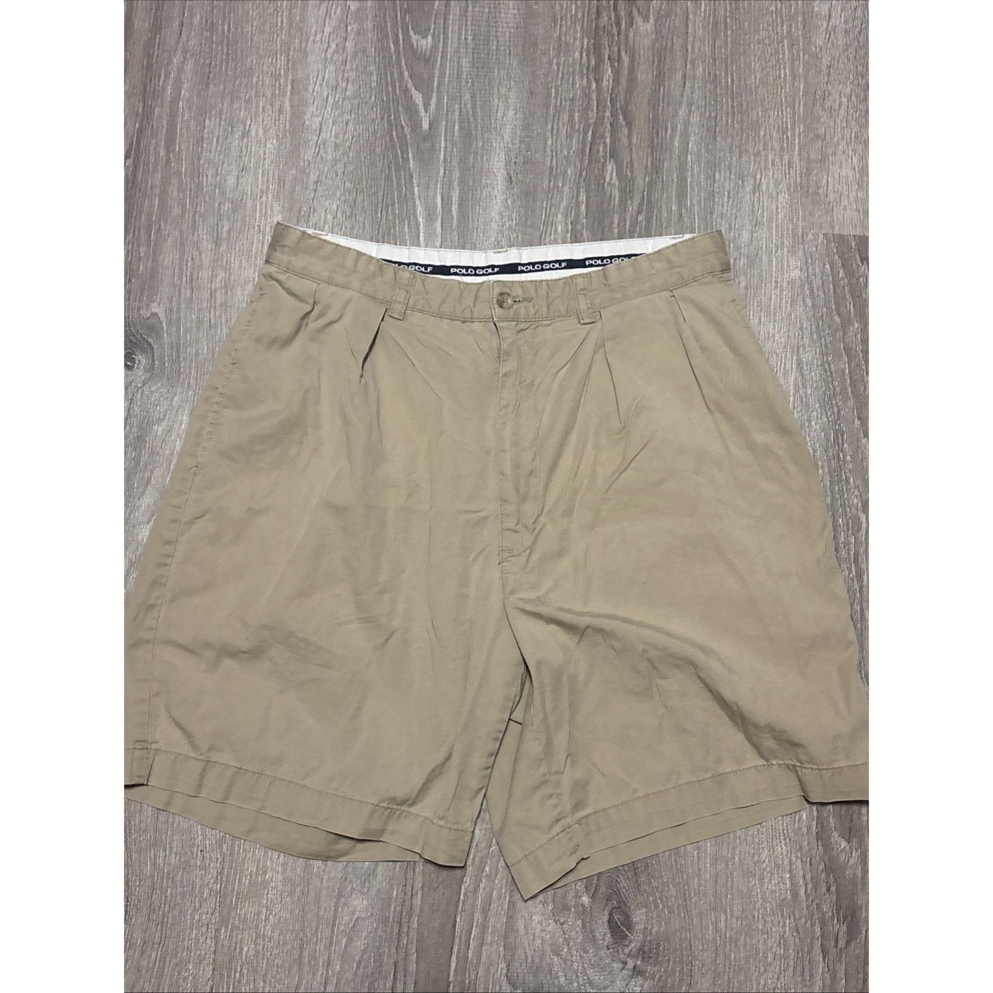 Polo Golf Ralph Lauren Shorts Mens 42 Ivory Pleated 100% Cotton Golfer
