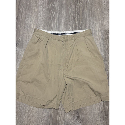 Polo Golf Ralph Lauren Shorts Mens 42 Ivory Pleated 100% Cotton Golfer