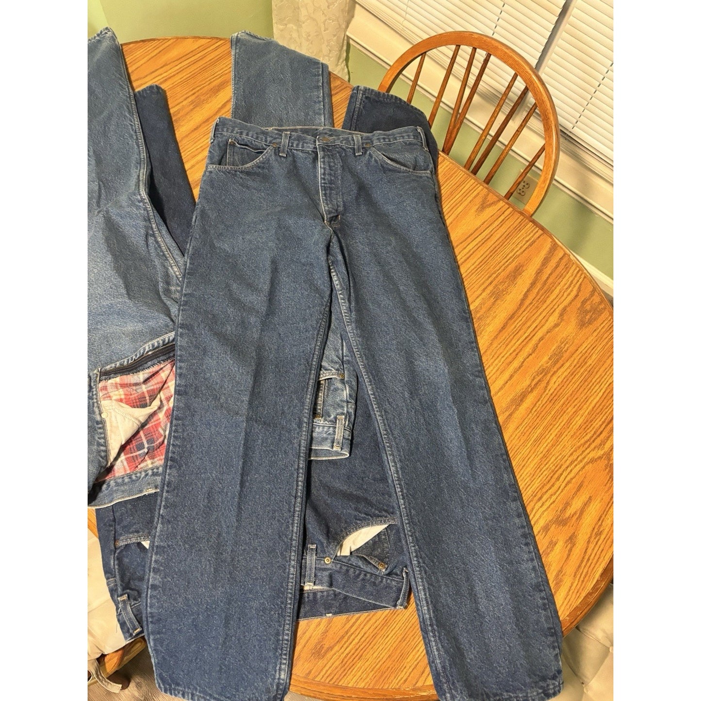 3x Vintage Carhartt Flannel Lined Jeans WF128 Made In USA Size 36x32