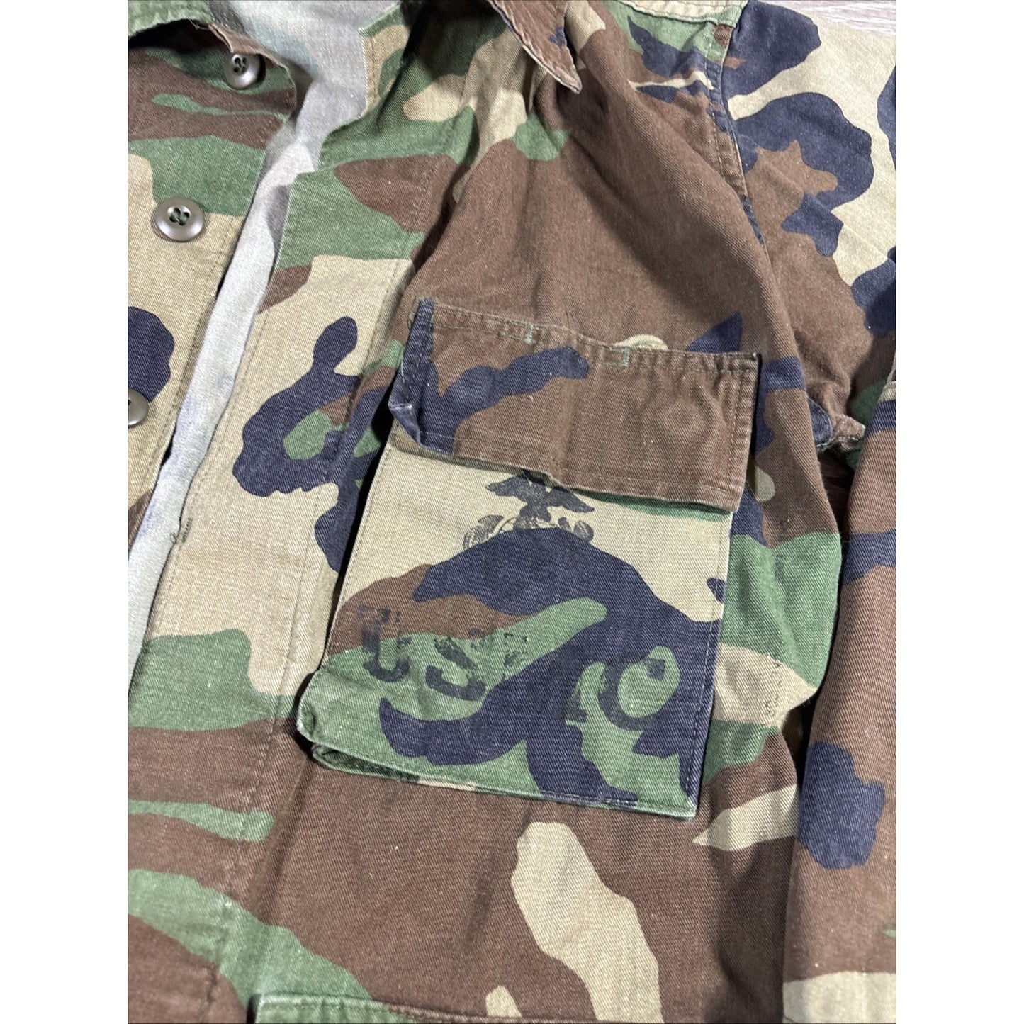 Vintage USMC Woodland BDU Field Coat Jacket X-Small Short