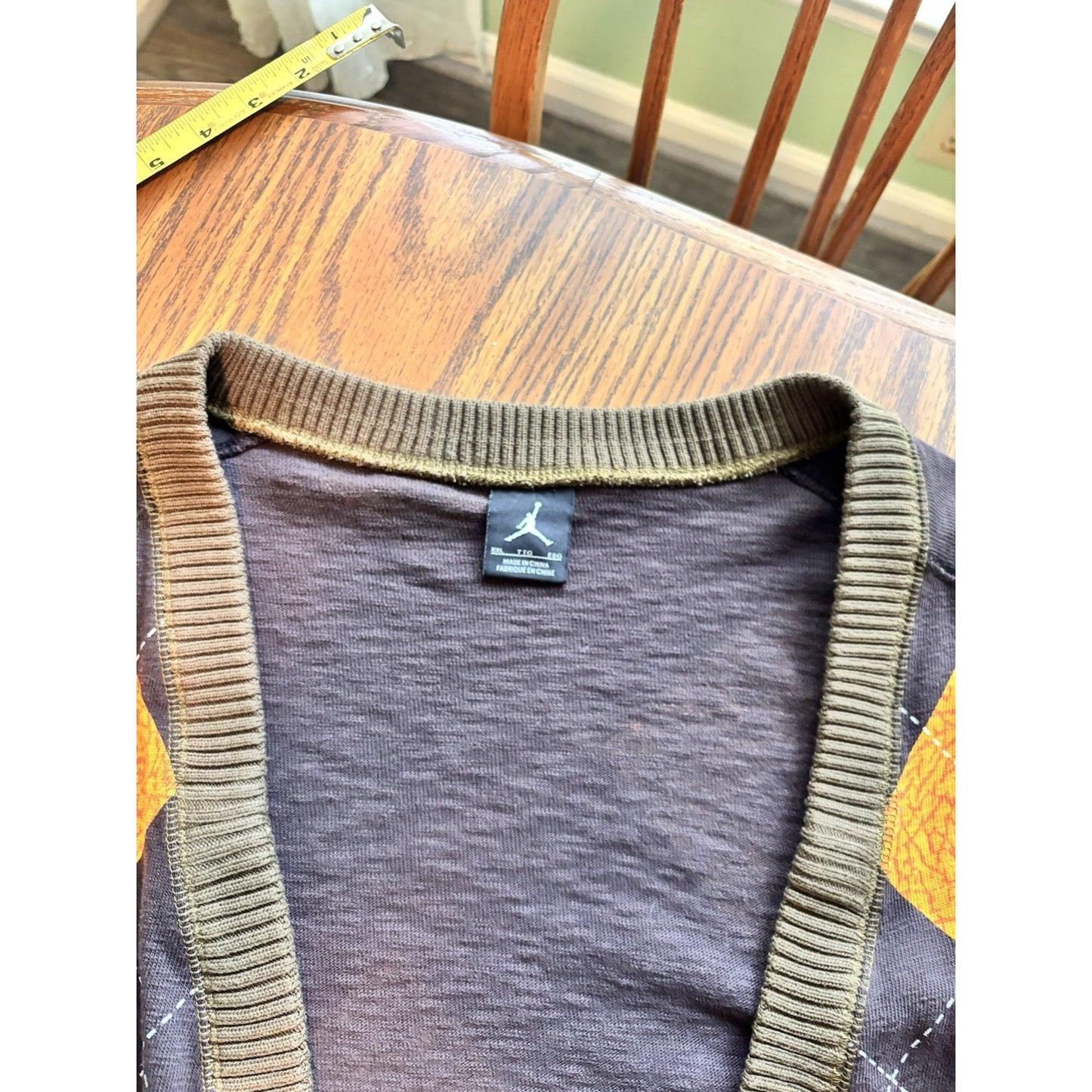Nike Air Jordan Argyle Style Soft Sweater Sweat Shirt Men Size XXL