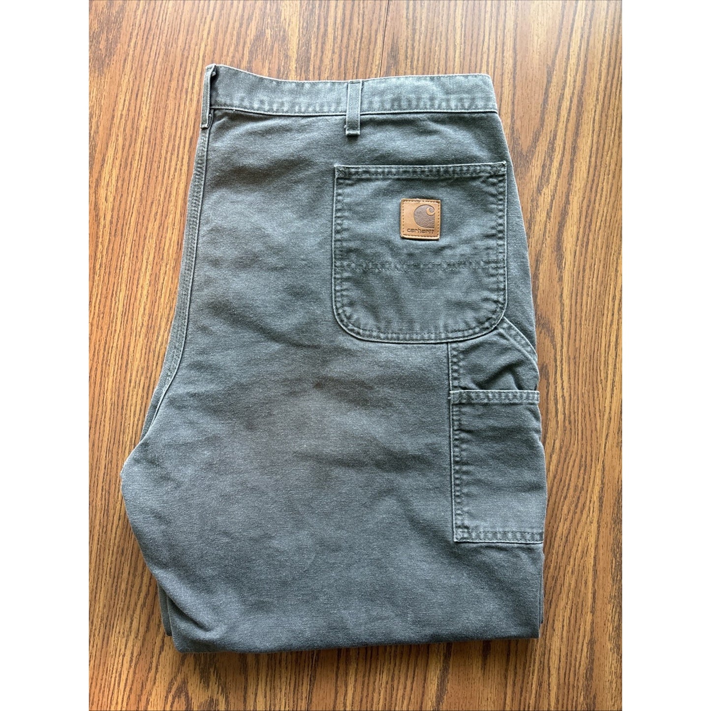 Carhartt B11 Moss Green Carpenter Pants 46x30 Workwear Canvas Loose Fit USA