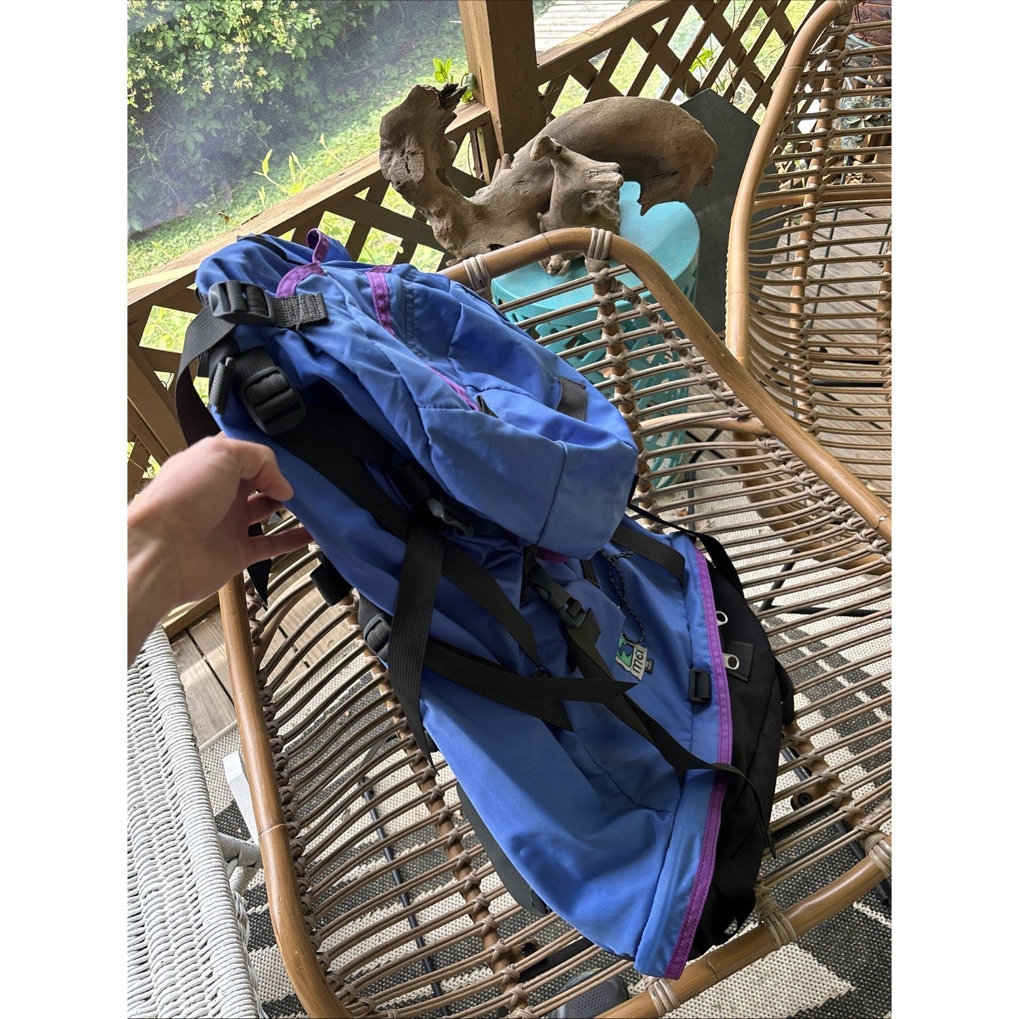 VTG 90's MEI Nylon Heavyweight Hiking Canvas Backpack Carry On Backpack Blue USA