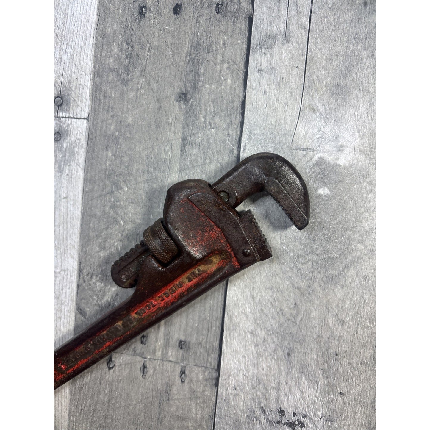 Vintage RIGID 10" inch Pipe Wrench The Ridge Tool Co Elyria Made In USA