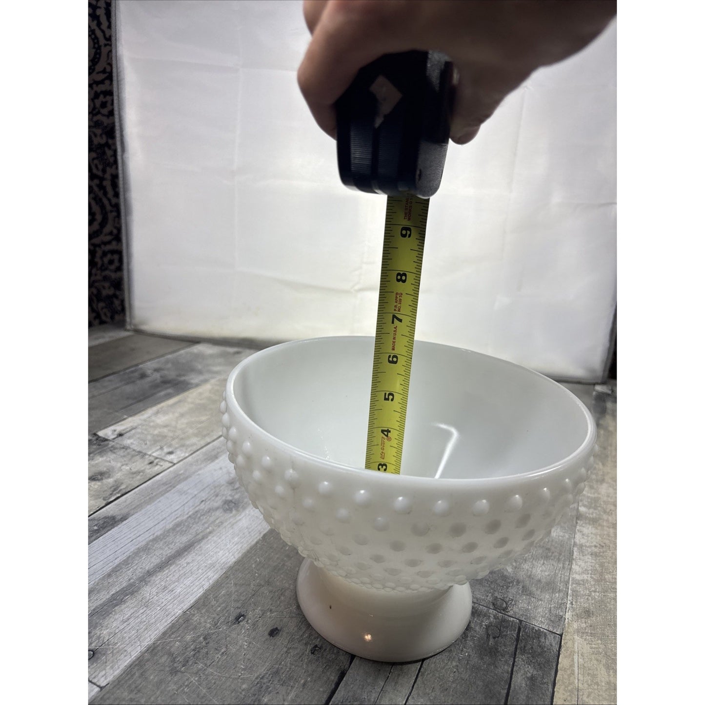 VTG White Milk Glass Hobnail Hurricane Lamp Shade 7-7/8" x 5-1/2" Fitter Salvage