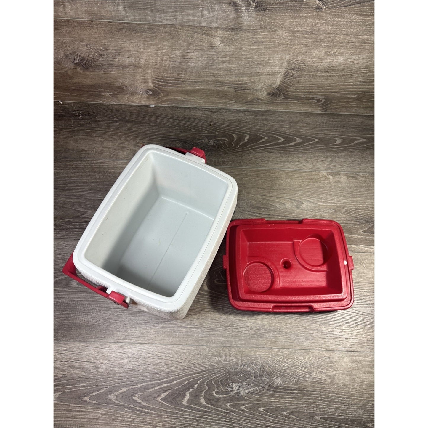 Vtg Coleman Personal 8 Cooler Flip Lid Cup Holder Red Lid Model 5272 USA