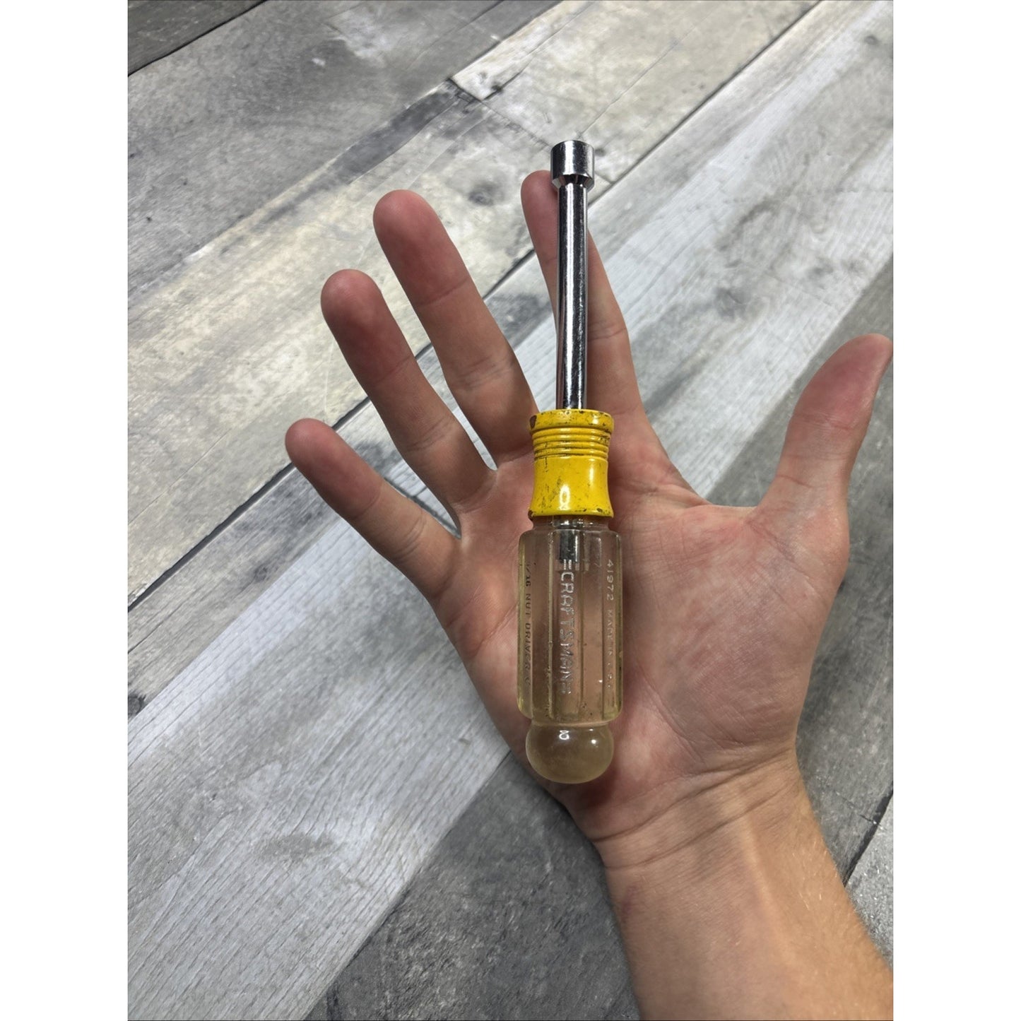 Vintage Craftsman 5/16” Nut Driver -V- No. 41972 Yellow Made in USA