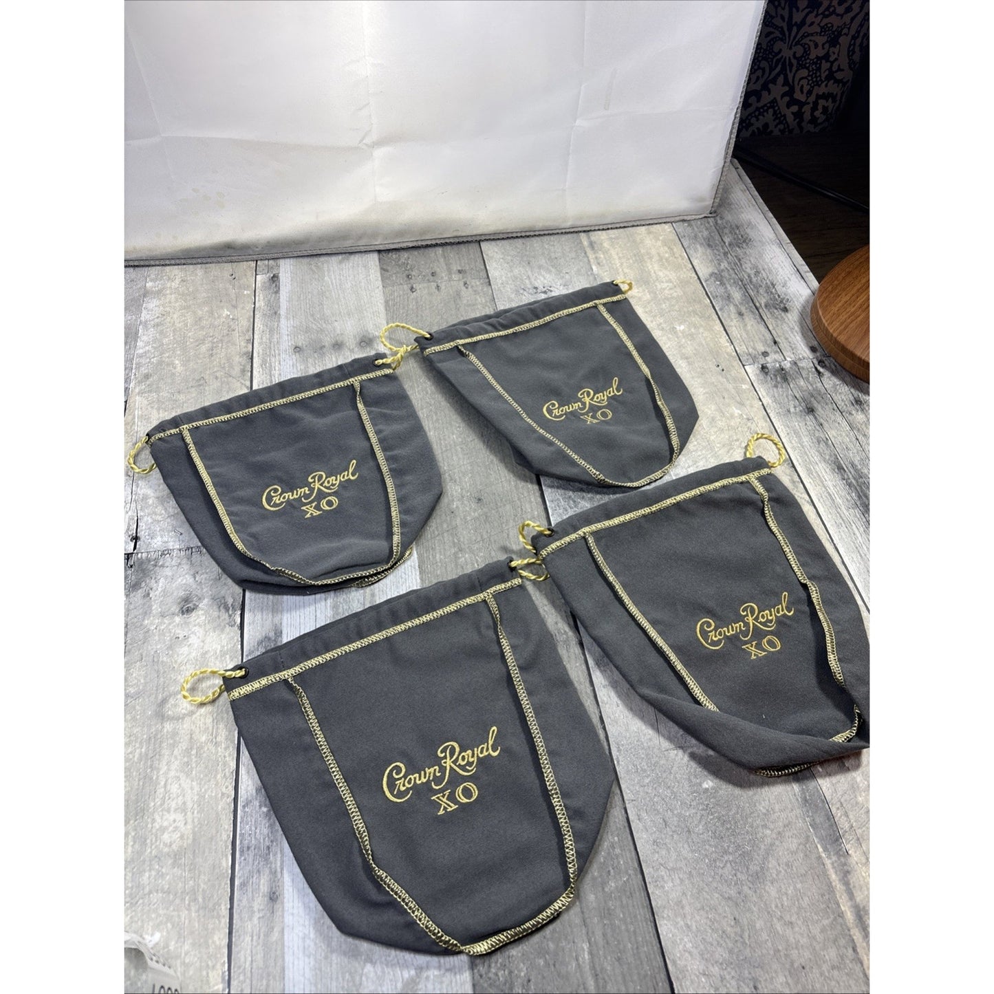 Crown Royal XO 750ml Bag (Lot Of 4) Great Condition For Quilting Crafting GRAY