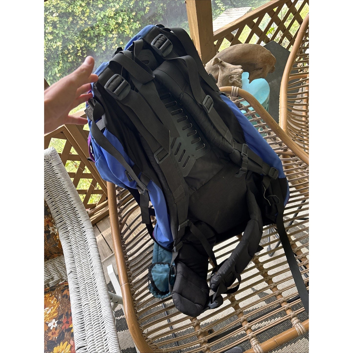 VTG 90's MEI Nylon Heavyweight Hiking Canvas Backpack Carry On Backpack Blue USA