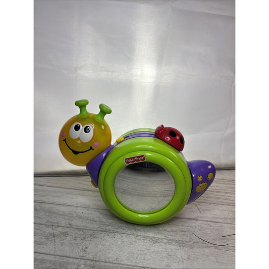 Fisher Price Go Baby Go 1-2-3 Crawl Along With Me Musical Snail Mirror Works