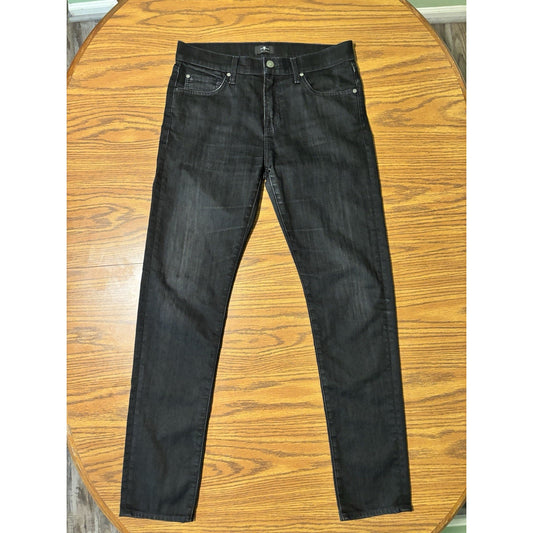 7 For All Mankind Jeans Mens 31 Black Paxtyn Slim Skinny Stretch Denim