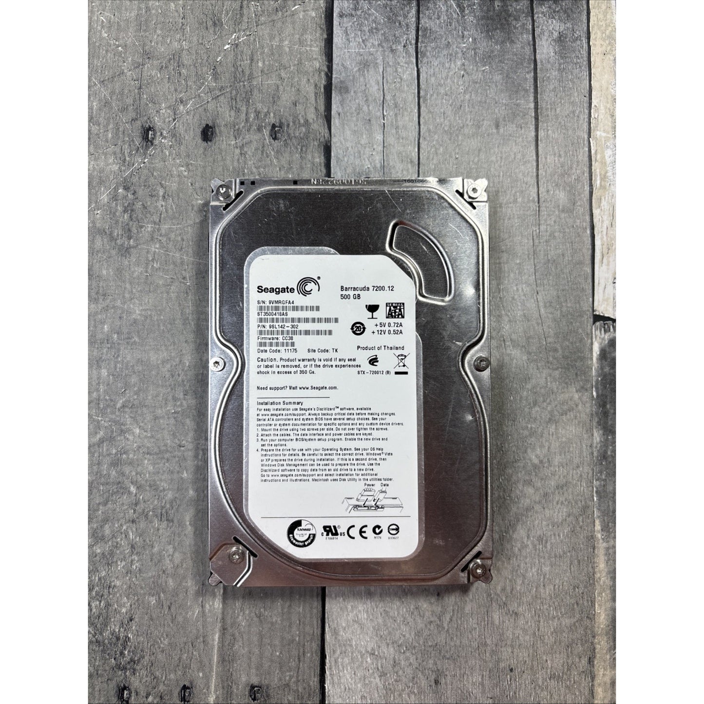 Seagate Barracuda 7200.12 ST3500418AS 500GB 3.5" SATA 7200RPM 16MB HDD Working