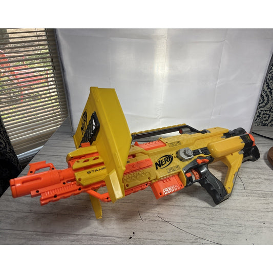 Nerf Stampede ECS N-Strike Battle Blaster Automatic Yellow Works Great