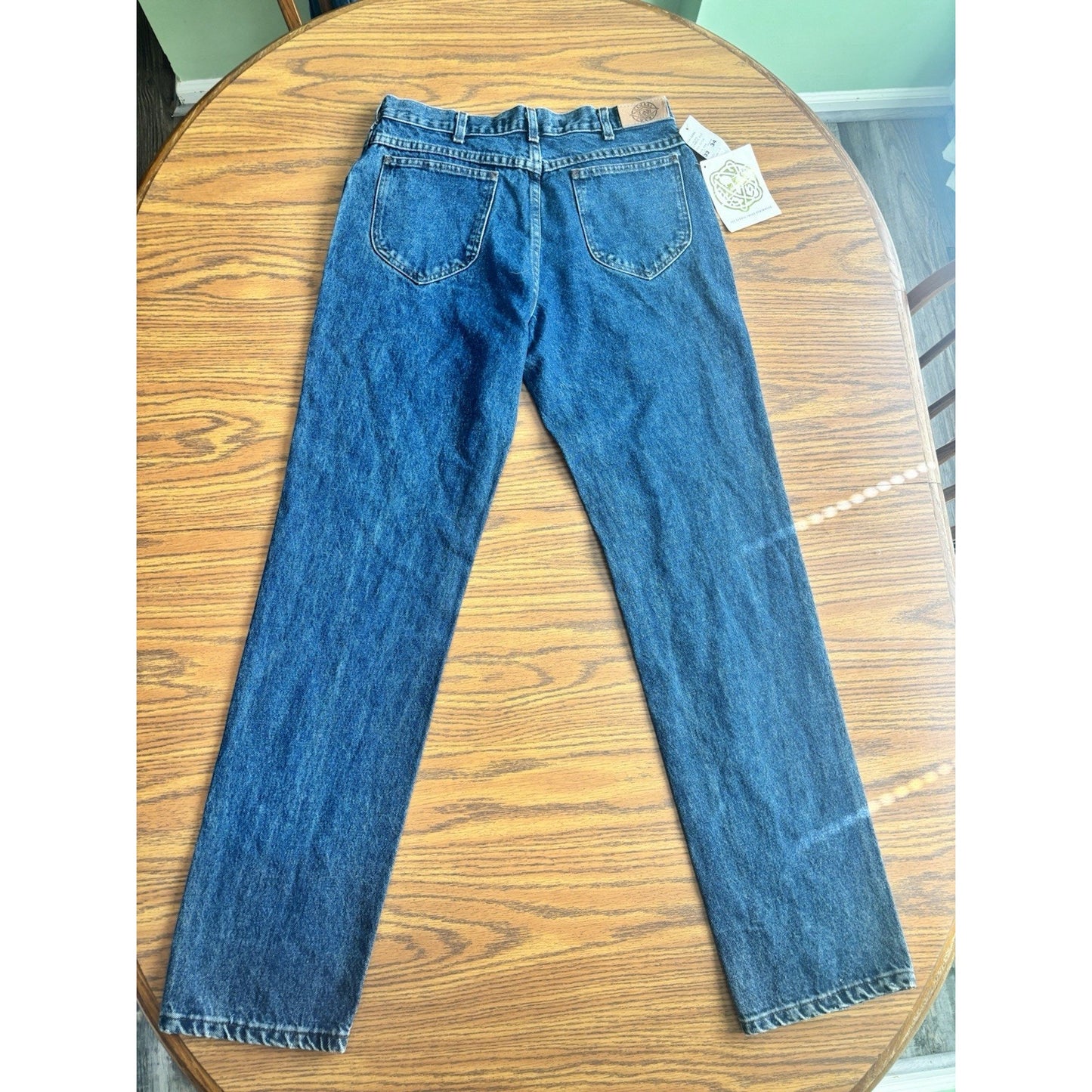 VTG 90s Lee Jeans Mens 33x34 Regular Straight Leg Dark Blue Denim USA NOS