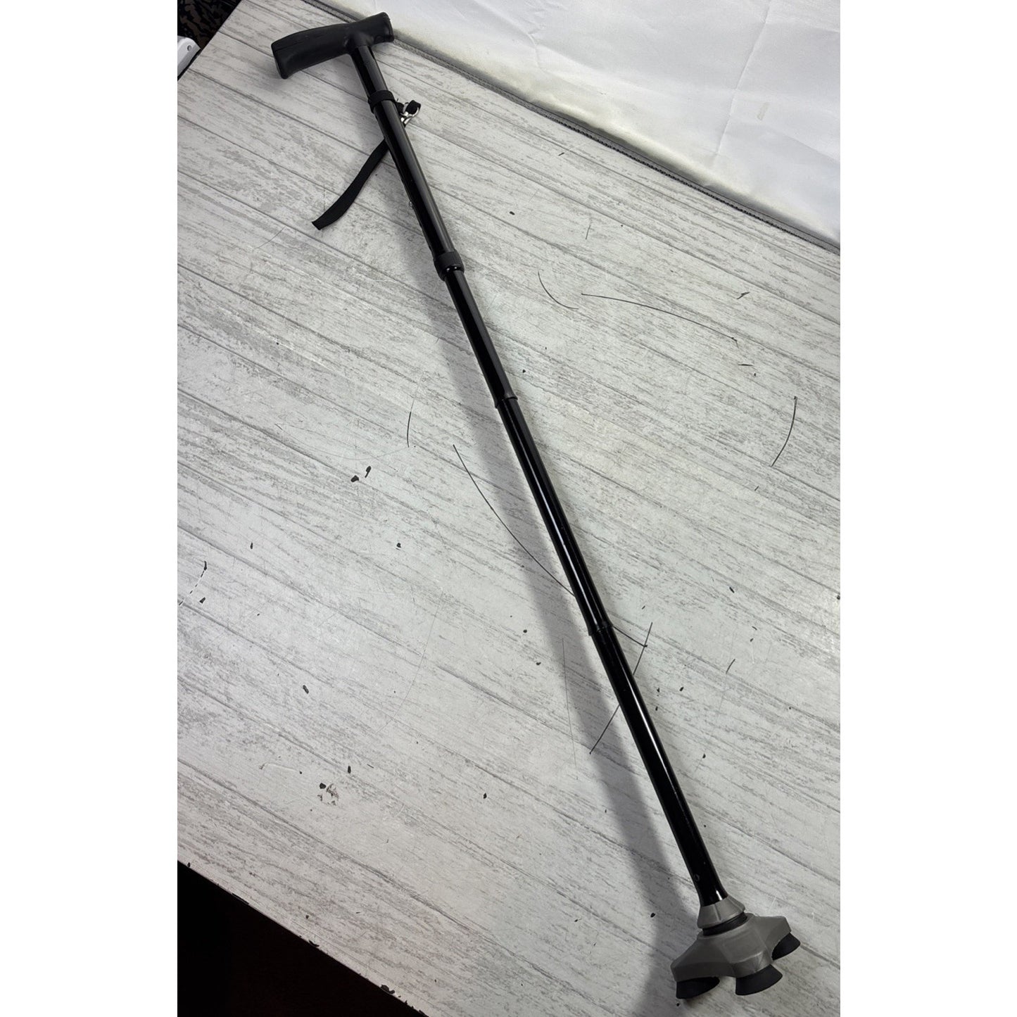 HurryCane Collapsable, Adjustable, Black, T-Handle, 3Point Base, All-Terrain NOB