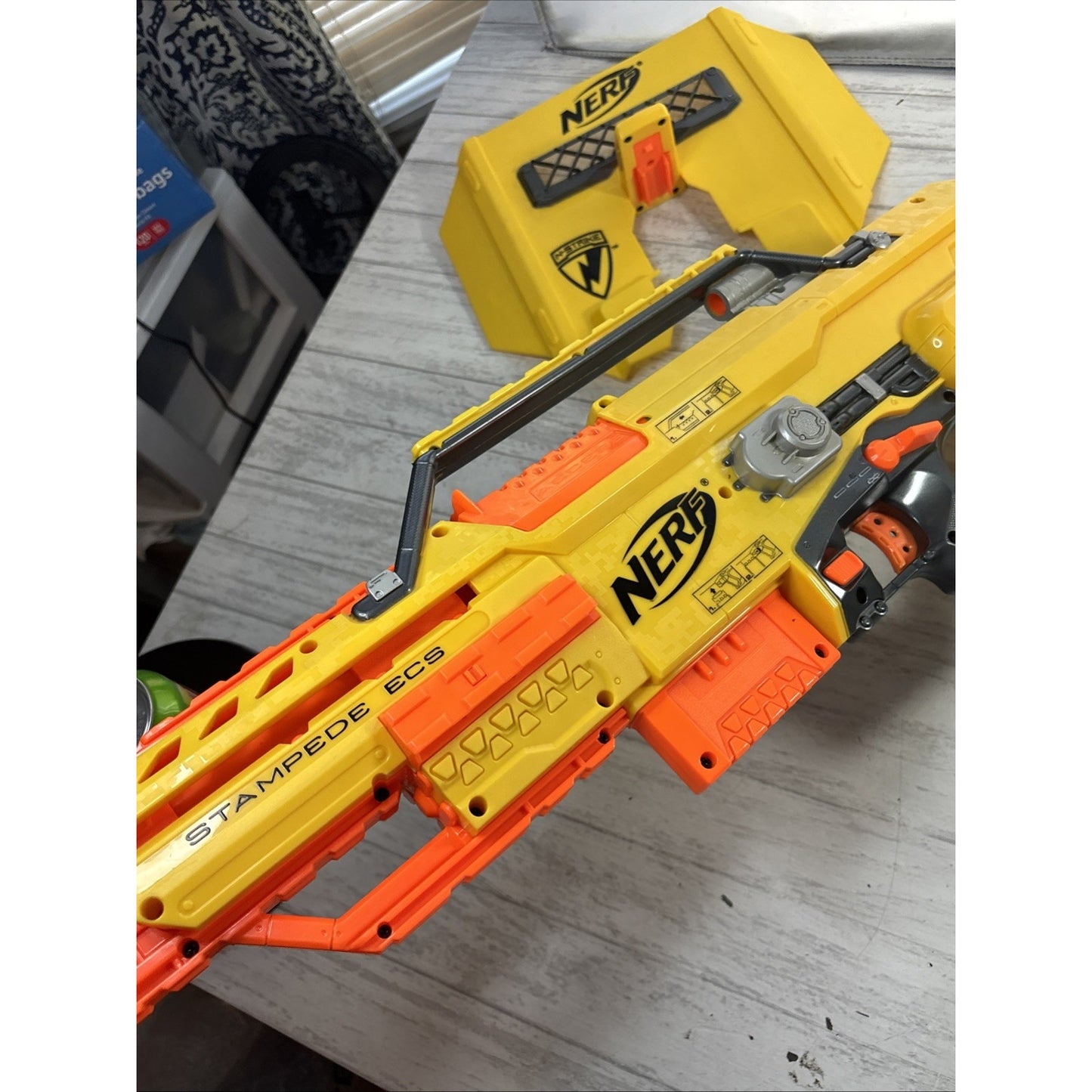 Nerf Stampede ECS N-Strike Battle Blaster Automatic Yellow Works Great