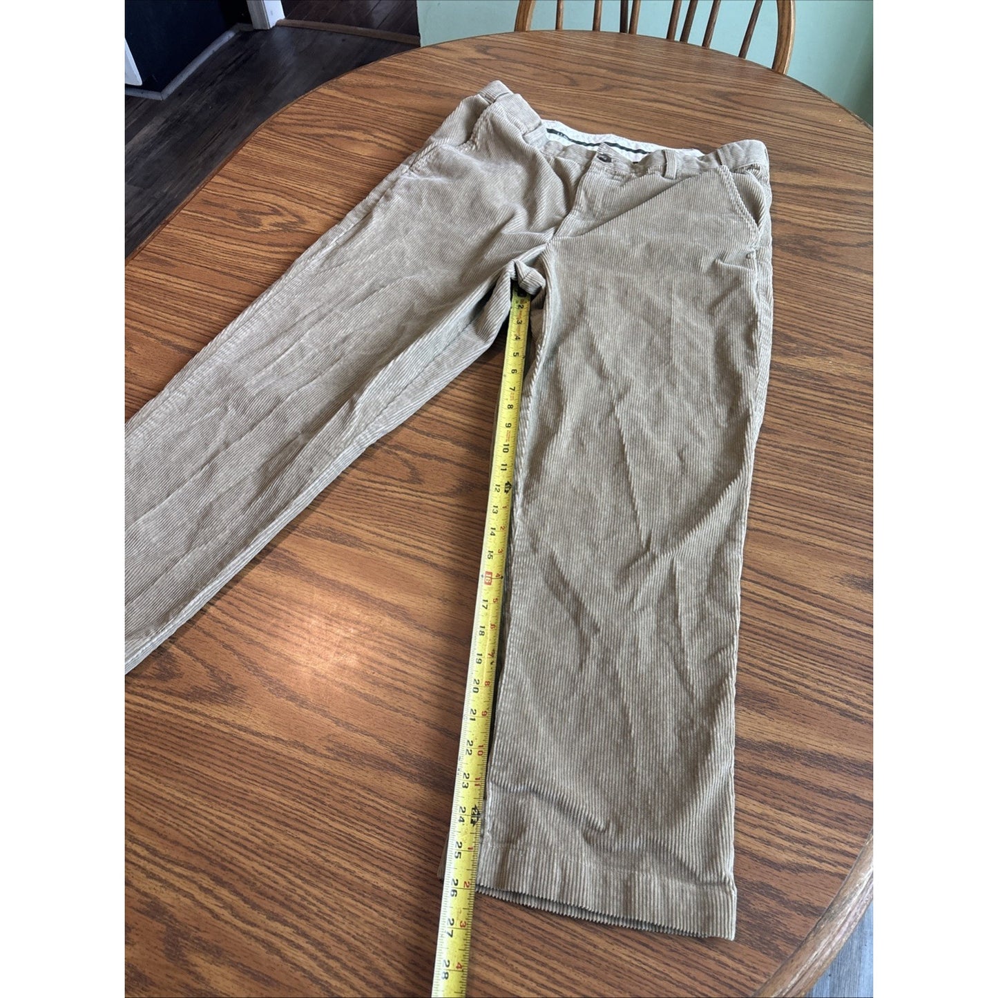 LL Bean Corduroy Flat Front Pants Mens Size 35x29 Comfort Waist Brown Stretch