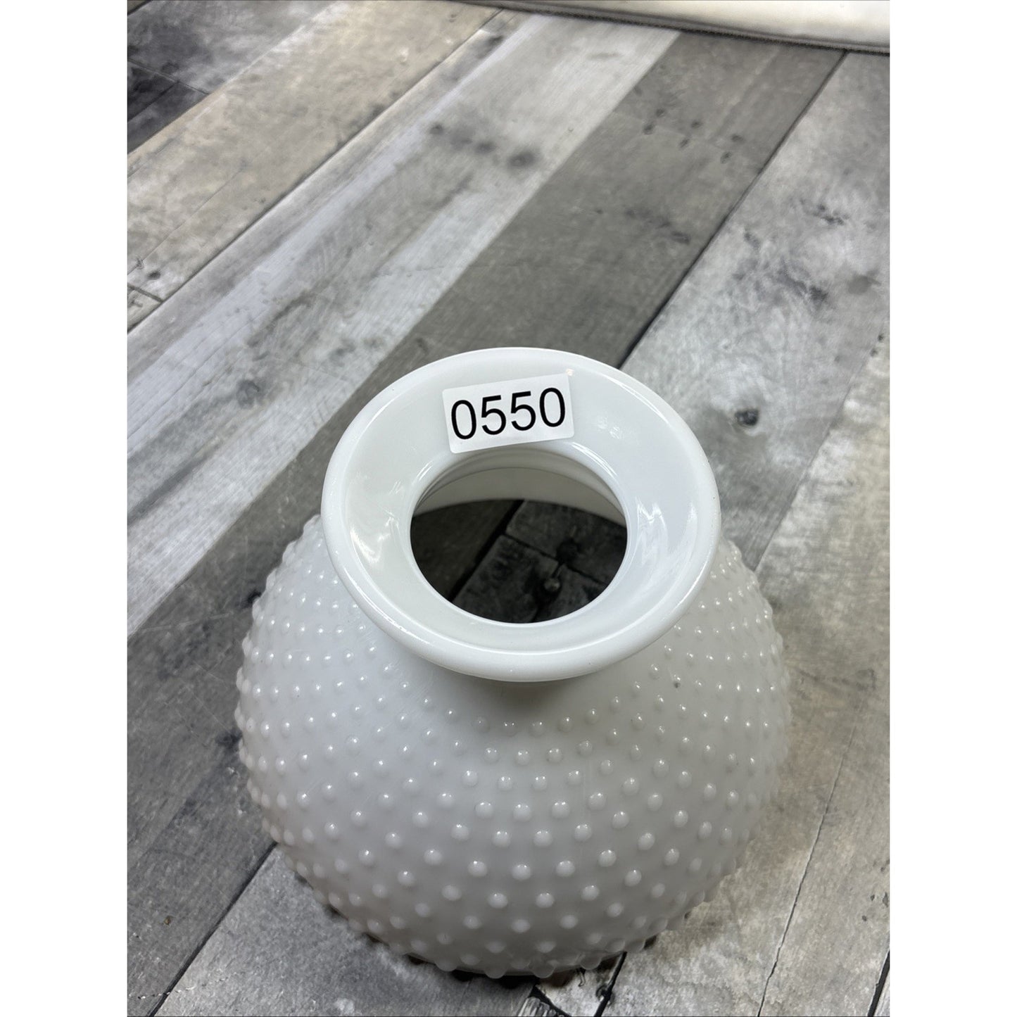 VTG White Milk Glass Hobnail Hurricane Lamp Shade 7-7/8" x 5-1/2" Fitter Salvage