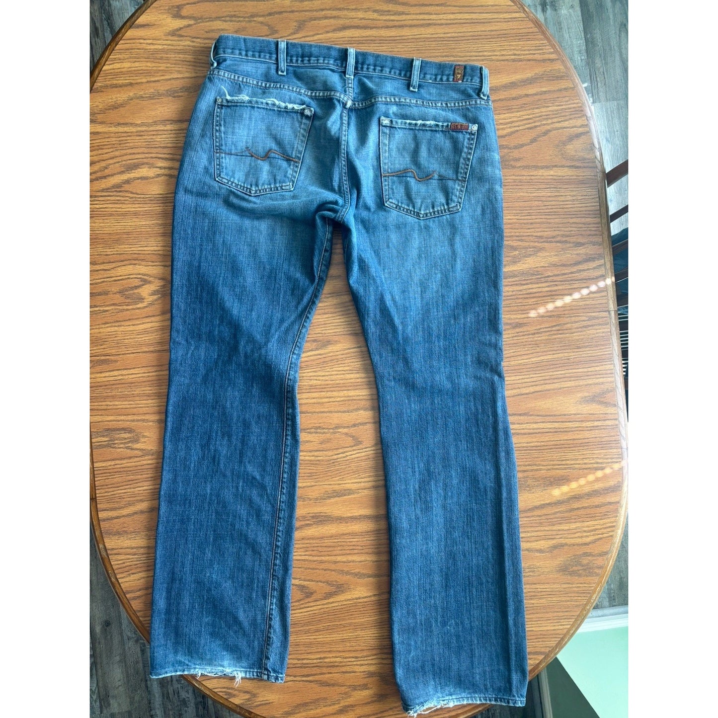 7 For All Mankind Brett Jeans Mens 40x36 Blue Straight Leg Denim Made in USA