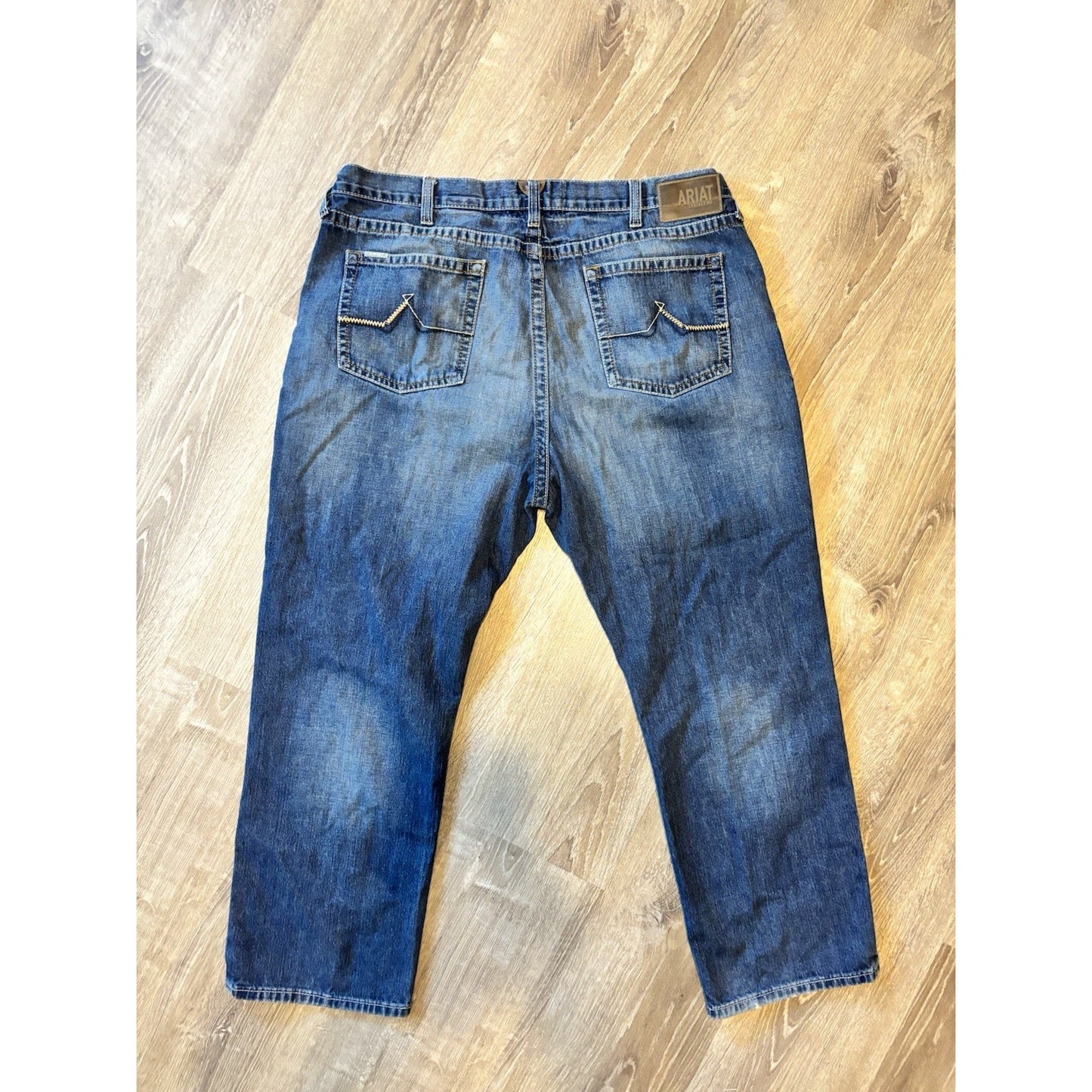 Ariat FR M4 Bootcut Low Rise Med Wash Blue Denim Cotton Jeans Mens 34x32 Flame