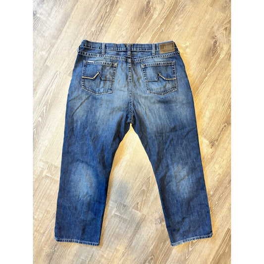 Ariat FR M4 Bootcut Low Rise Med Wash Blue Denim Cotton Jeans Mens 34x32 Flame