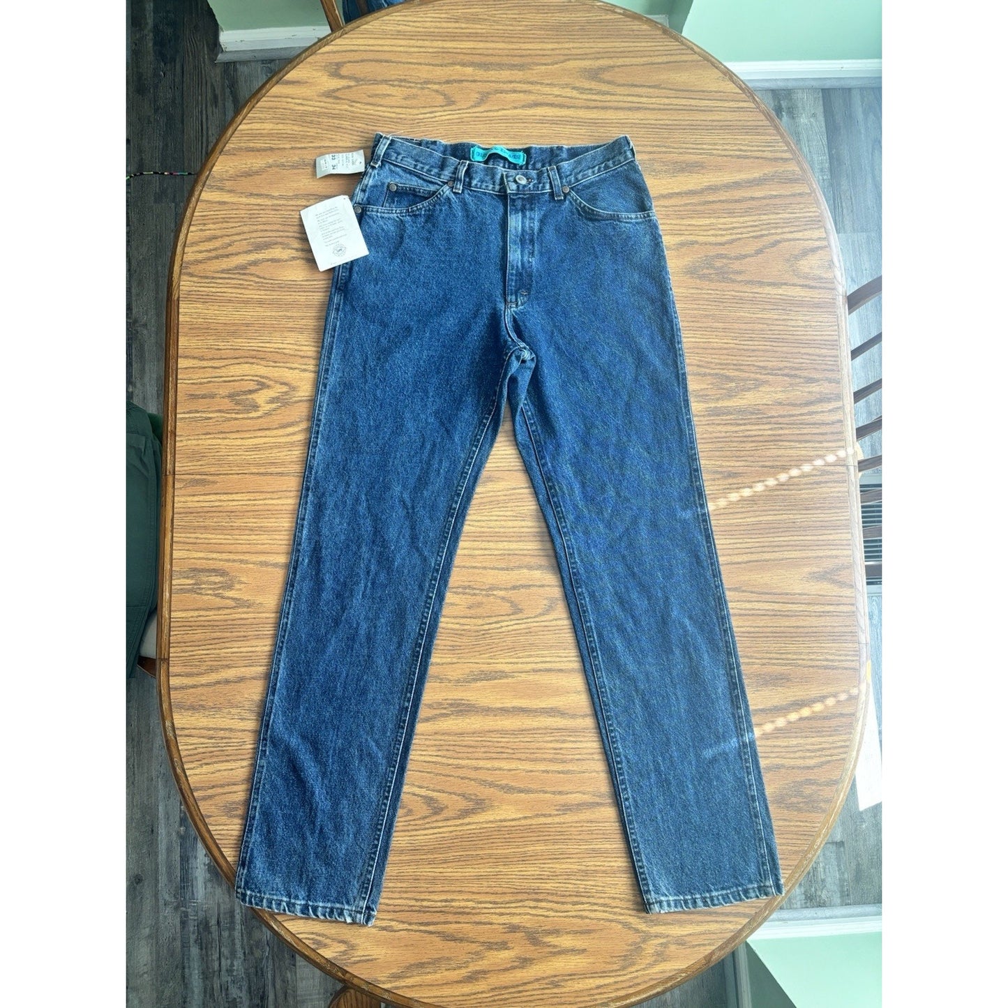 VTG 90s Lee Jeans Mens 33x34 Regular Straight Leg Dark Blue Denim USA NOS