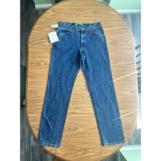 VTG 90s Lee Jeans Mens 33x34 Regular Straight Leg Dark Blue Denim USA NOS