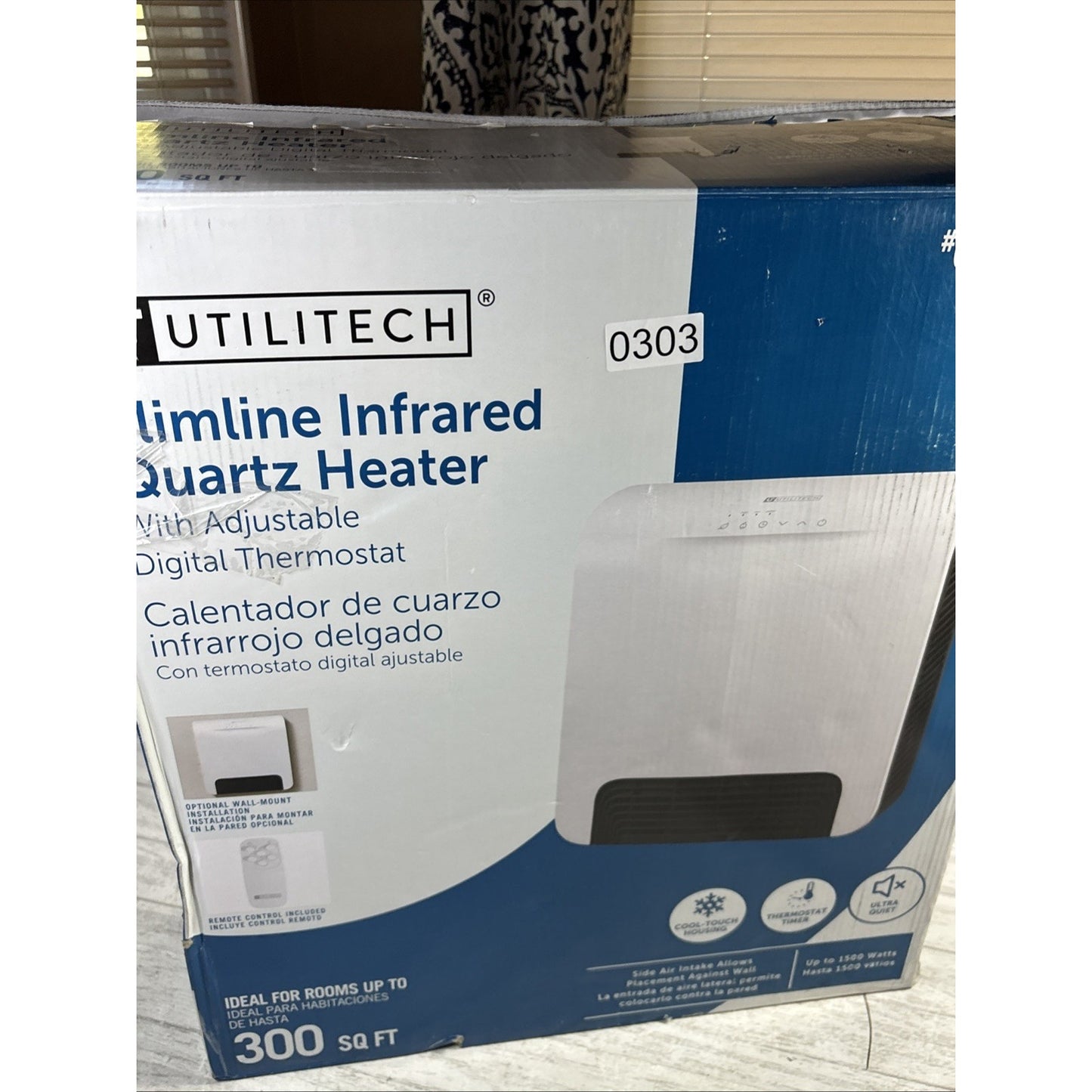 Utilitech White Modern Slimline Infrared Quartz Heater 1500w Wall Hangable
