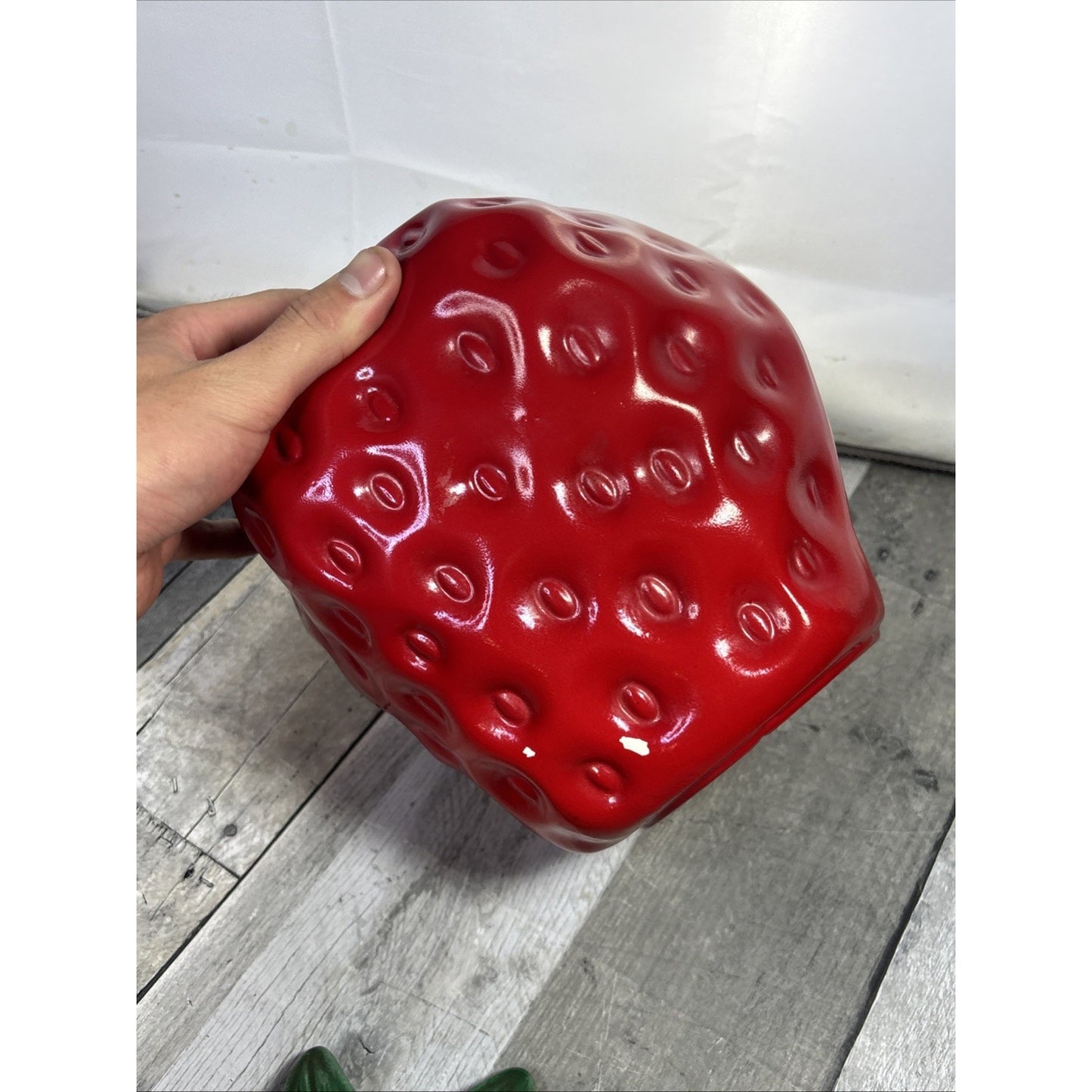 Vintage McCoy Strawberry Ceramic Cookie Jar W/ Lid # 263 USA (FLAWS SEE DESC.)