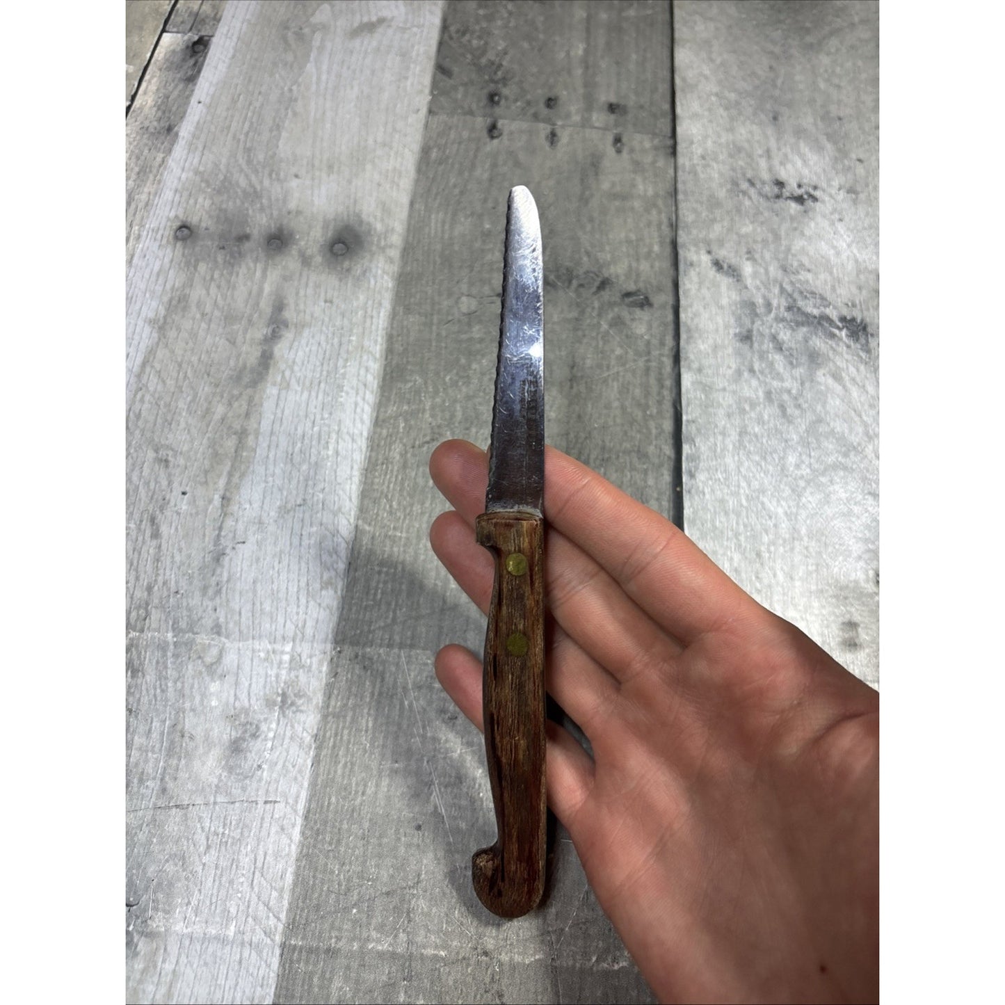 Vintage Ekco Eterna Stainless Steel Serrated Knife Wood Handle USA 9 3/4 Inch