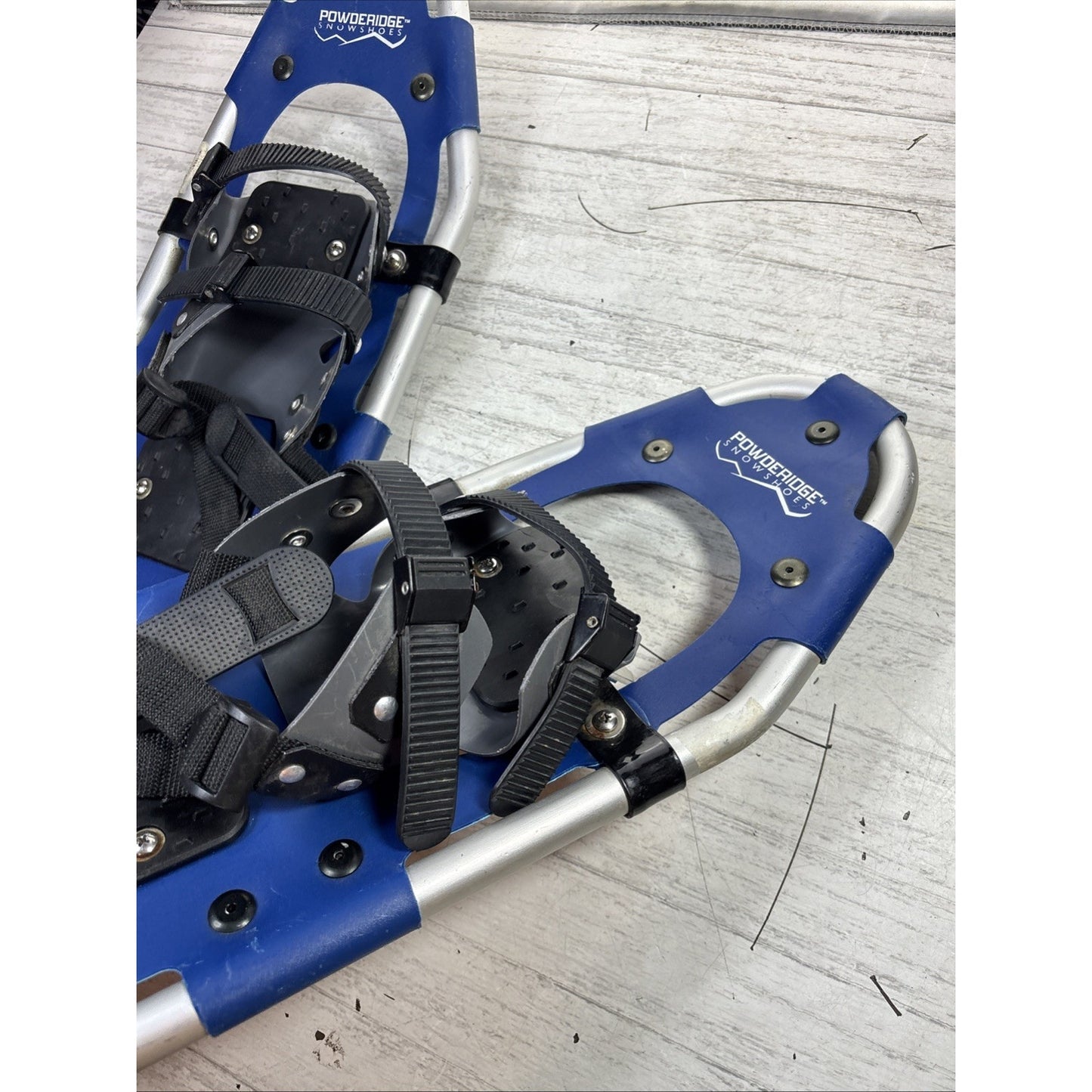 Pair Powderidge 'Path 25' Blue Snow Shoes, 8" x 25” Worn 2x's Quick Click EUC