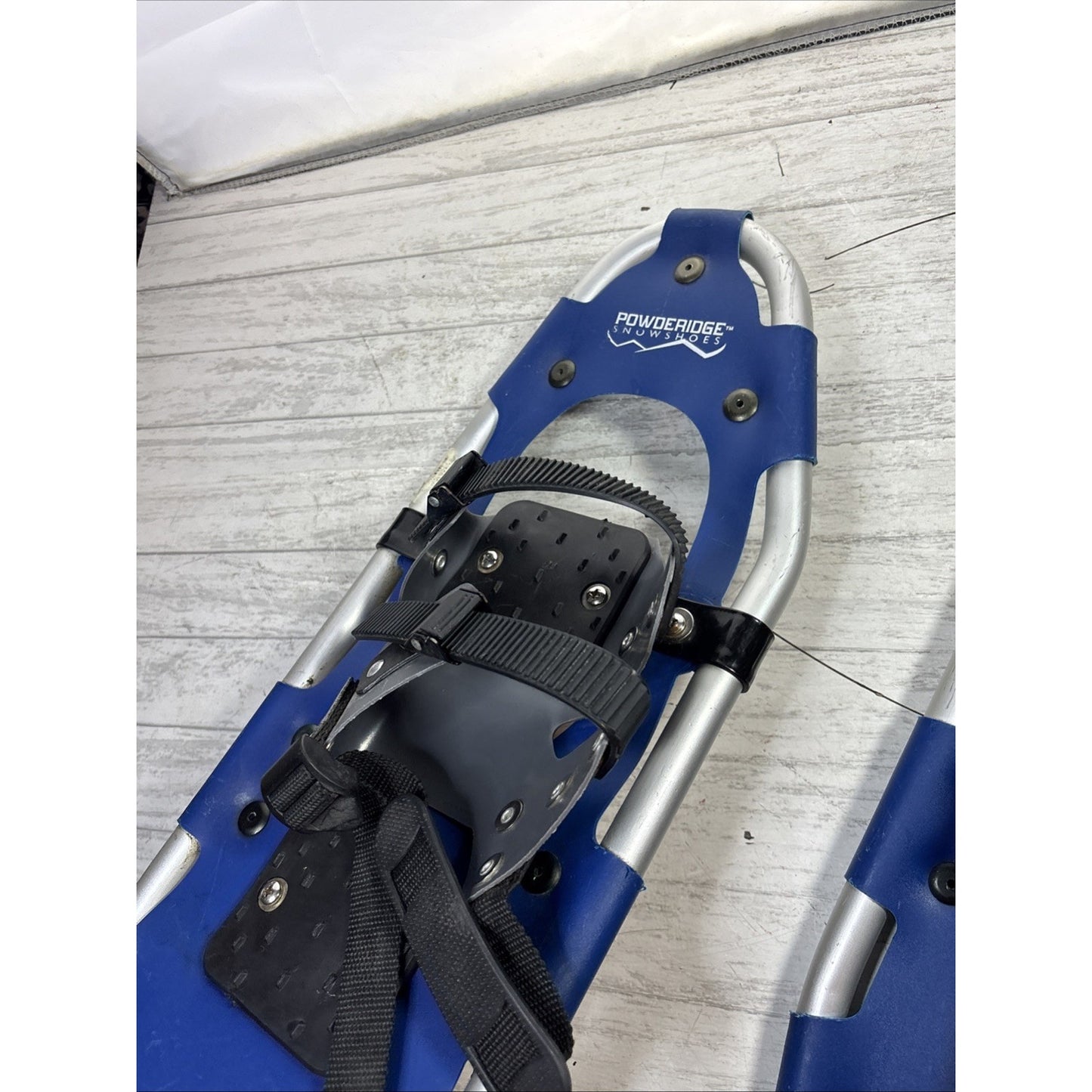 Pair Powderidge 'Path 25' Blue Snow Shoes, 8" x 25” Worn 2x's Quick Click EUC