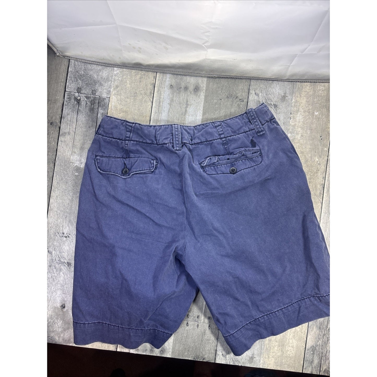 Vintage Polo Ralph Lauren Shorts Mens 32 Blue Chino Cotton Distress Drawstring